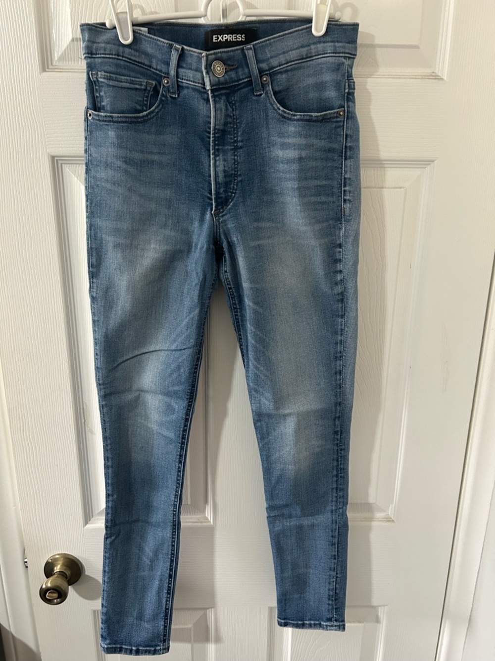 Express Women's Light Blue Stretch Skinny Jeans High Rise